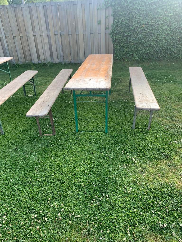 Biertafel set verhuur, Ophalen of Verzenden, Zo goed als nieuw, Rechthoekig, Hout