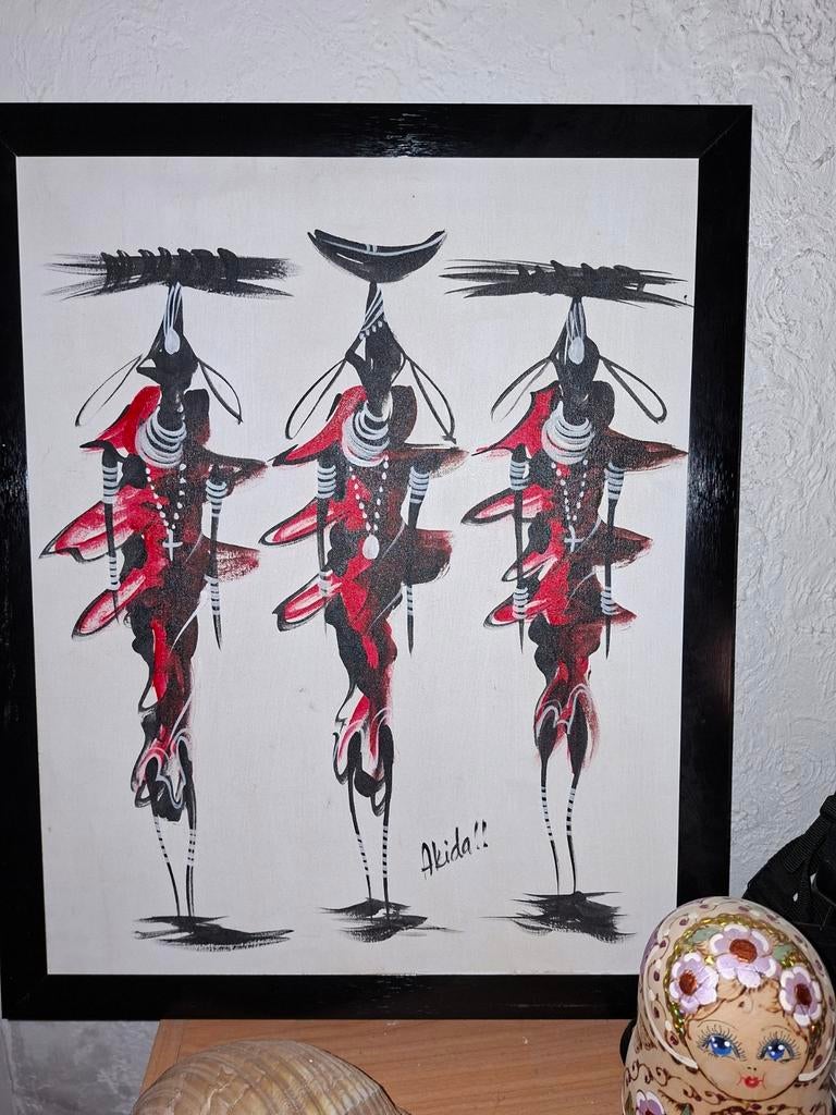 Afrikaanse Kunst Schilderij, Ophalen of Verzenden