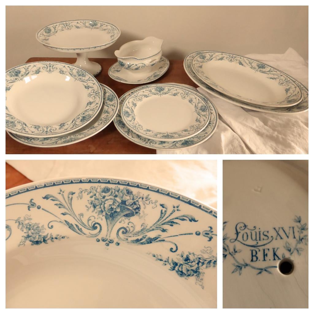 TOP servies delen LOUIS XVI van BFKL (BOCH) in kleur petrol, Antiek en Kunst, Ophalen of Verzenden