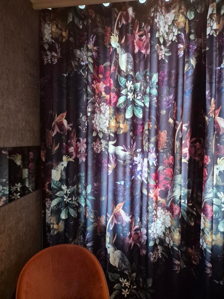 Bedrukte Gordijnen met Bloemen en Vogels, Ophalen of Verzenden, Minder dan 10 m², Paars, Botanisch