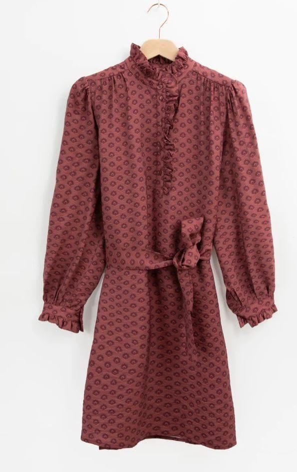 Sissy Boy Donkerroze jurk met ruffles en print S, Sissy-Boy, Ophalen of Verzenden, Zo goed als nieuw, Roze