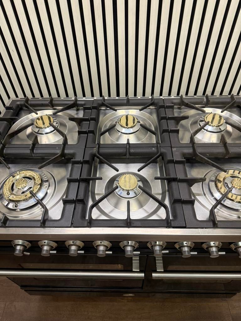 Luxe Boretti 6 pits zwart hoogglans 2 ovens 100 cm, Fornello Esperta, Grill, Ophalen of Verzenden, Zo goed als nieuw