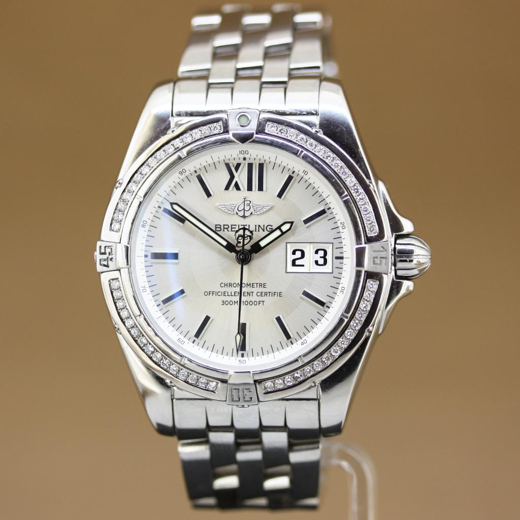 Breitling Galactic 41 Diamonds A49350, Staal, Gebruikt, Staal, Breitling