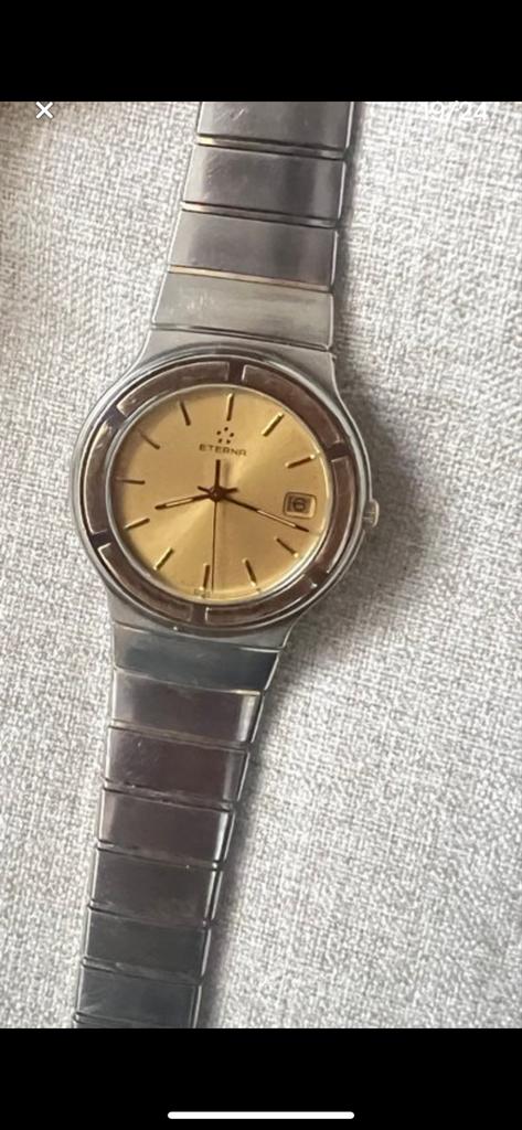 Eterna-Matic herenhorloge met gouden details 14 karaat, Overige merken, Staal, Gebruikt, Polshorloge