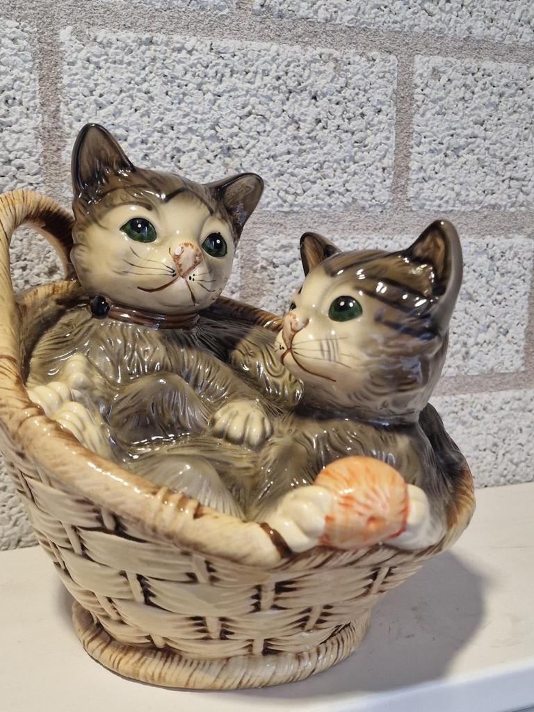 Vintage katten beeld, Verzamelen, Beelden en Beeldjes, Ophalen of Verzenden, Zo goed als nieuw, Dier