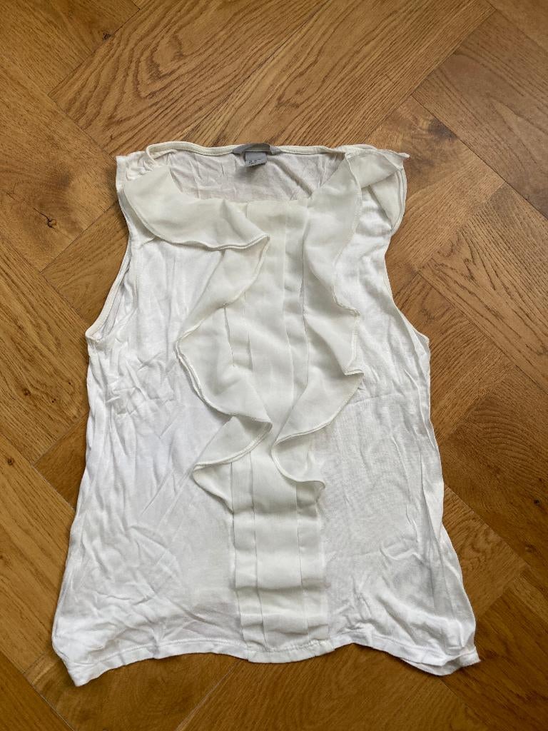 topje H&M maat S met franje, H&M, Wit, Ophalen of Verzenden, Zo goed als nieuw