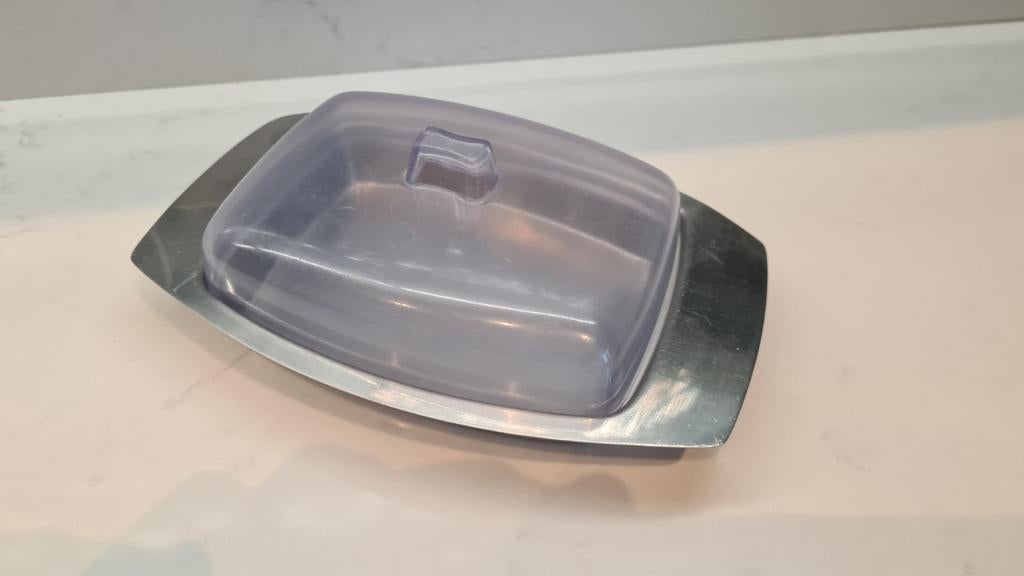 Klassieke botervloot rvs / plastic, Overige materialen, Gebruikt, Overige typen, Ophalen of Verzenden