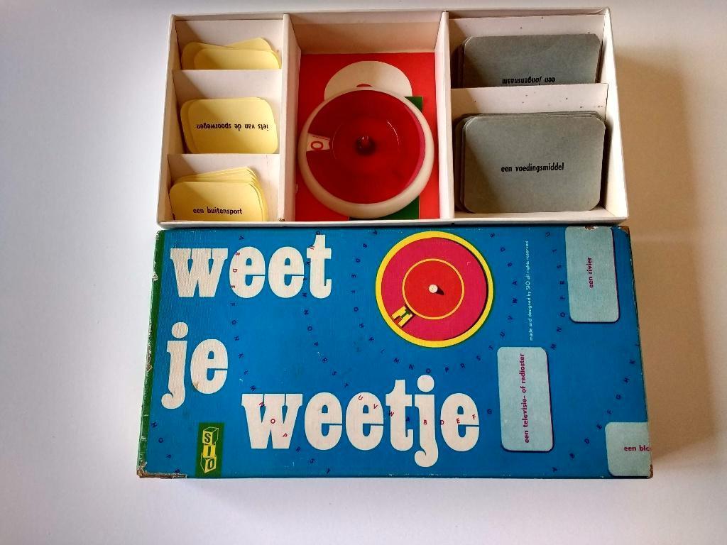 Vintage spel jaren '60 Weet je weetje, lijkt op Pim pam pet, Een of twee spelers, Ophalen of Verzenden, Gebruikt