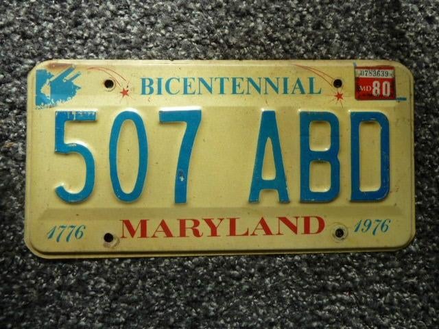 Kentekenplaat licenseplate Maryland Bicentennial 1976 USA, Verzenden, Gebruikt, Auto's
