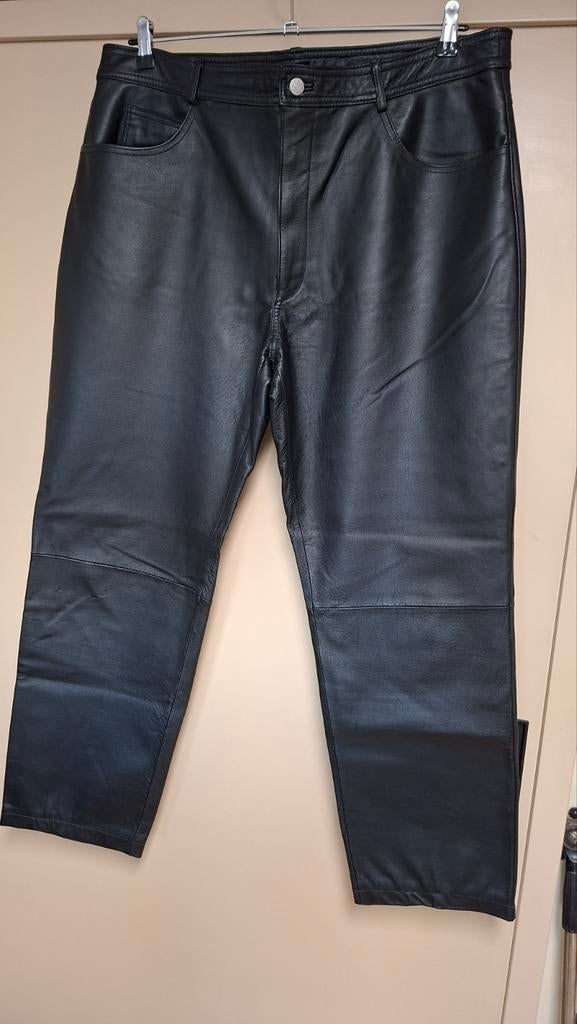 Zwarte leren broek, Jeans model - Maat 56, Kleding | Heren, Broeken en Pantalons, Ophalen of Verzenden, Zo goed als nieuw, Maat 56/58 (XL)