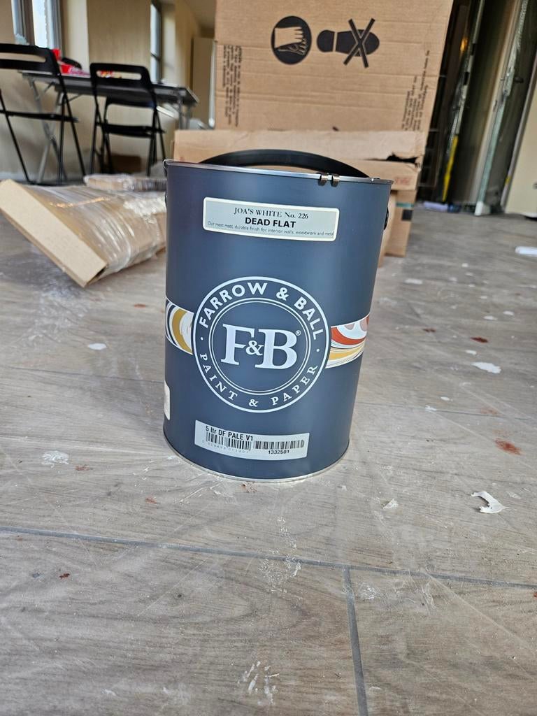 Farrow & Ball dead flat verf, Joa's White, Ophalen of Verzenden, Nieuw, Wit