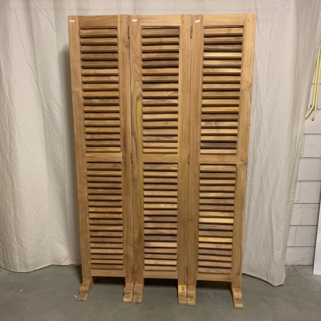 Kamerscherm - 120 x 200 cm - teak louvre - Bij TTM Wonen, TTM Wonen, Meubels – (Perzische) Tapijten en Woonaccessoires, Taag 63, 2491 CS, Den Haag (Forepark)