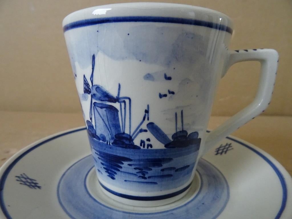 Delfts blauwe kop en schotel Delfts Holland Handwerk 1960, Ophalen of Verzenden