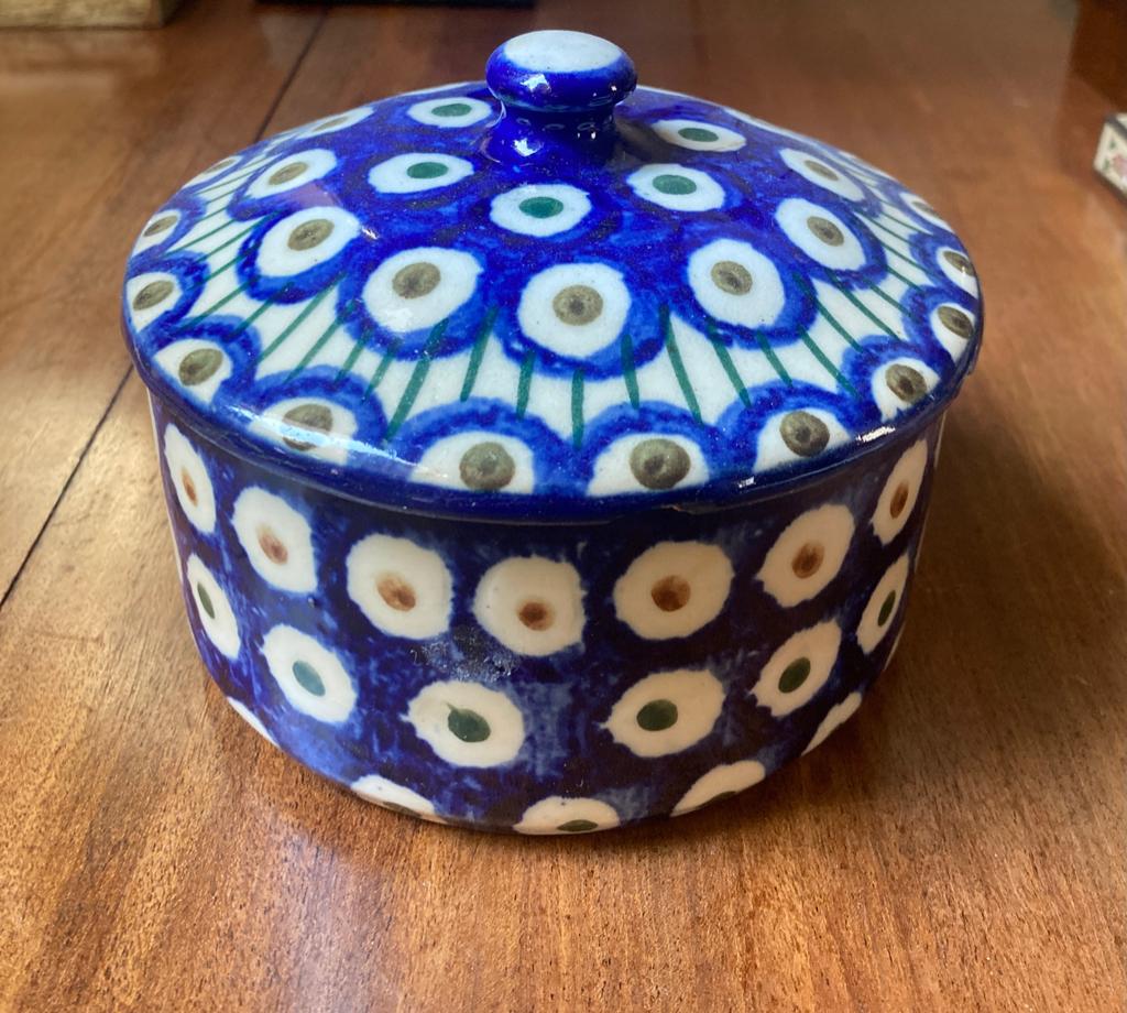 Bunzlau, Antieke boterpot met tekst., Ophalen of Verzenden