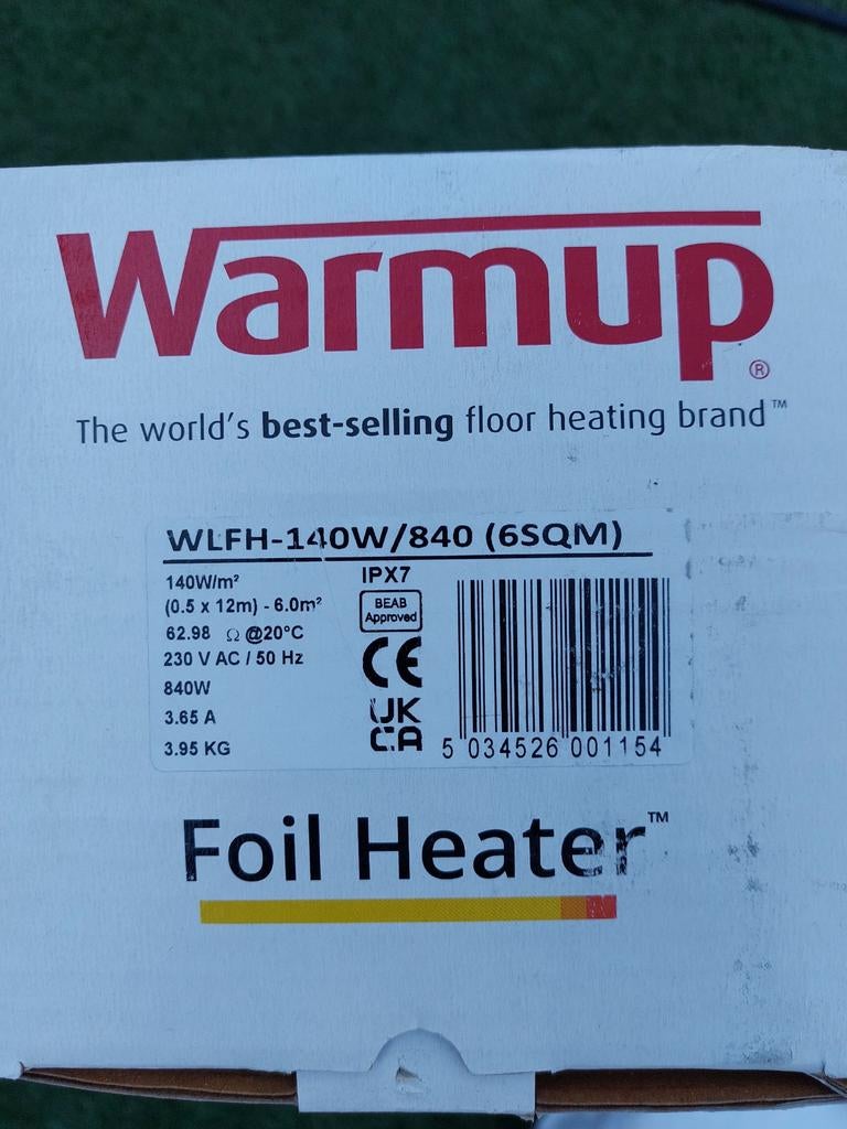Warmup laminaat vloerverwarming 6m² (840W) incl thermostaat, Overige typen, Nieuw, Minder dan 60 cm, Ophalen of Verzenden