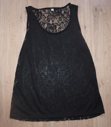 Zwarte Top met Kant (M), Maat 38/40 (M), Zwart, Ophalen of Verzenden, Zonder mouw