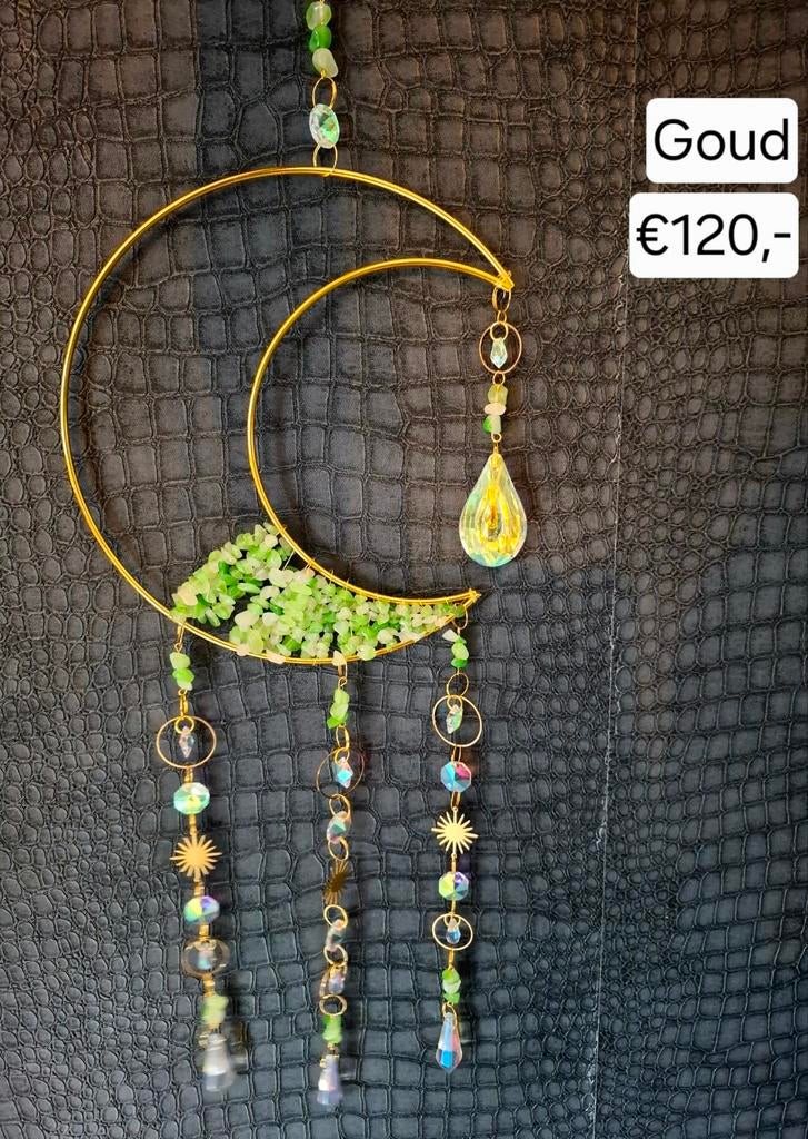 Suncatcher maan met groene stenen, Huis en Inrichting, Woonaccessoires | Overige, Ophalen of Verzenden