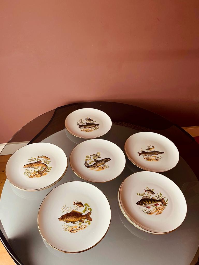 SET VAN 6 LIMOGES VISBORDEN, Ophalen of Verzenden