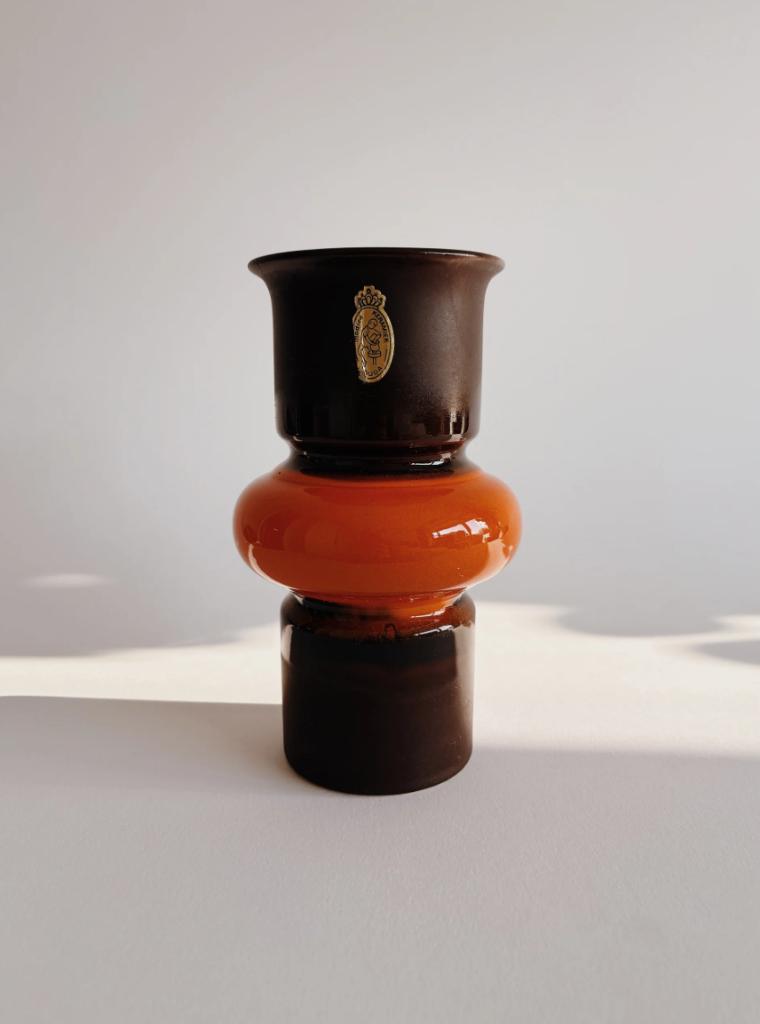 VINTAGE KERAMIEKEN VAAS BRUIN/ORANJE | MODICA GOUDA, Antiek en Kunst, Ophalen of Verzenden