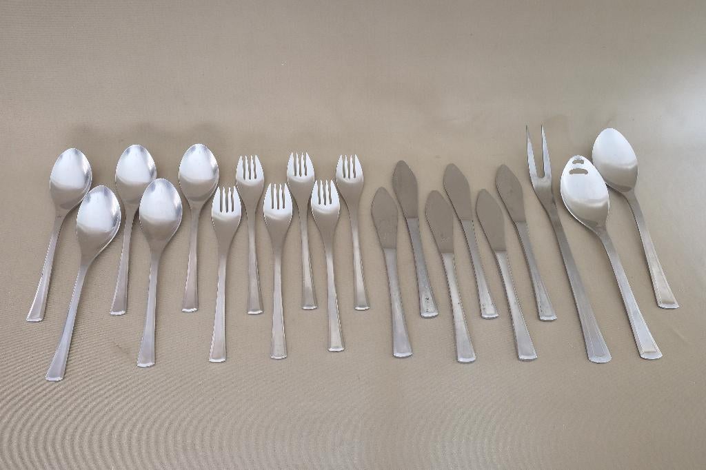 bestek 6 personen AMC, Ophalen of Verzenden, Gebruikt, Rvs of Chroom, Bestekset