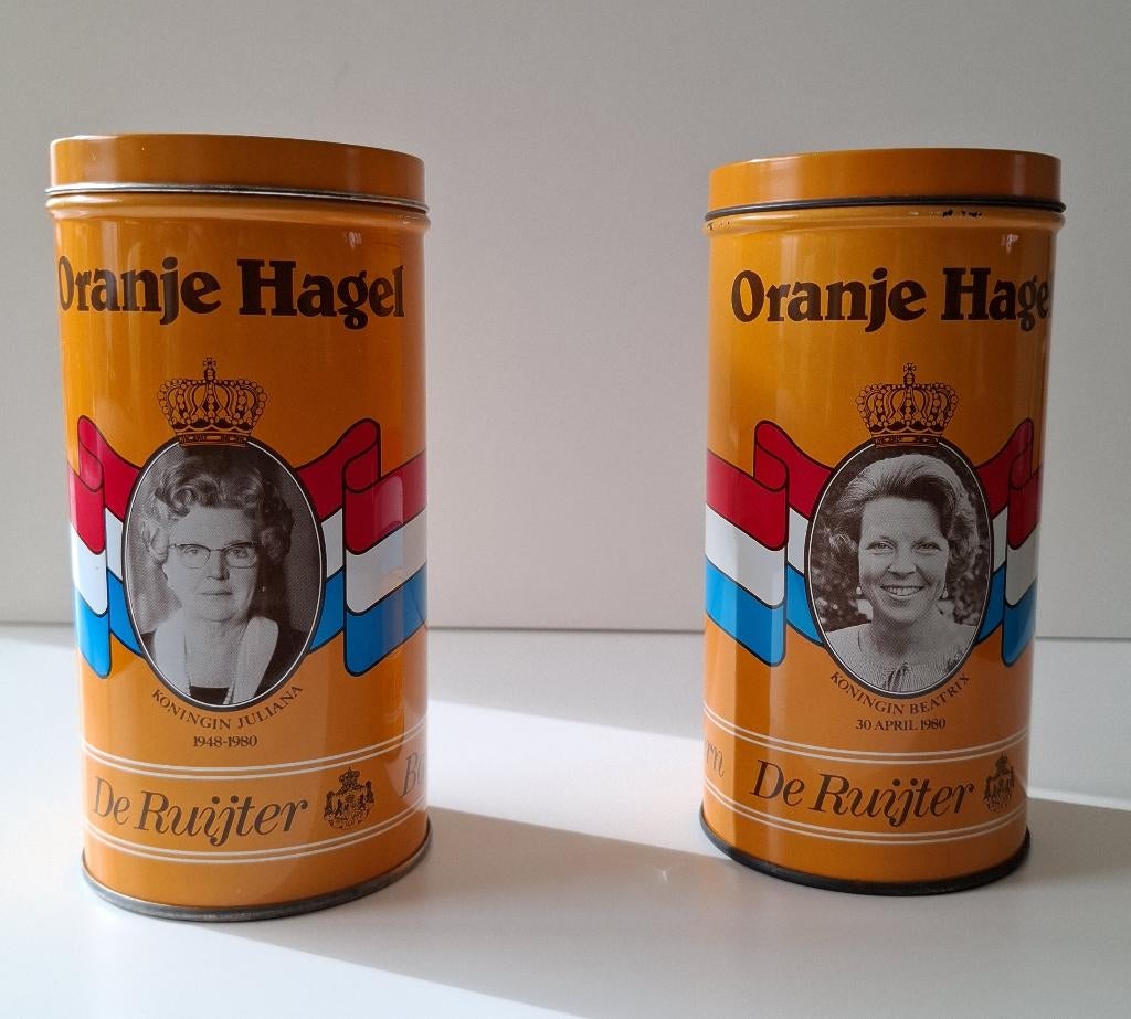 Oranje Hagel De Ruijter bussen (2 stuks), Ophalen, Gebruikt, Overige typen