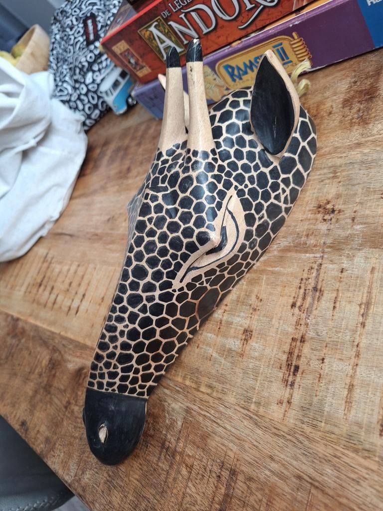 Handgemaakte houten giraf uit Zanzibar, Antiek en Kunst, Ophalen of Verzenden