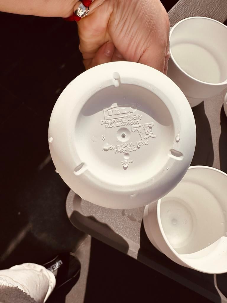 Set van 5 witte IKEA plantenpotten, Kunststof, Minder dan 30 cm, Minder dan 60 cm, Rond