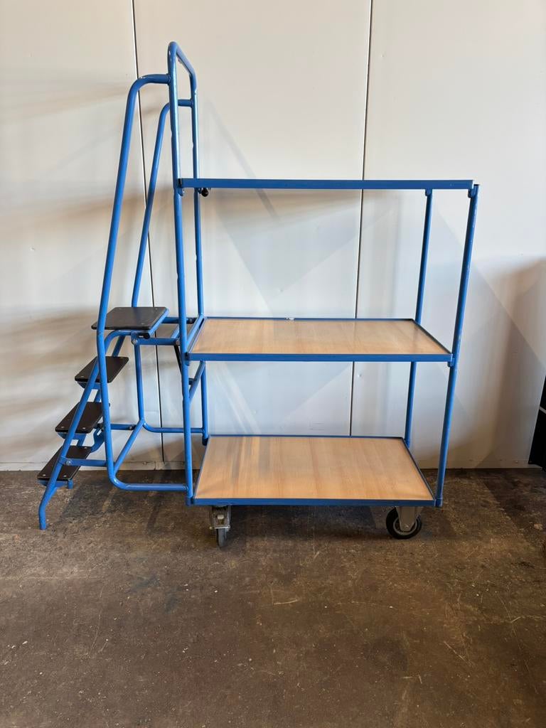 Fetra etagewagem met trap / orderverzamelwagen / magazijnkar, Doe-het-zelf en Verbouw, Transportwagens, Ophalen, Gebruikt, Transportkar