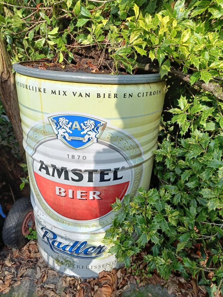 Grote Amstel Bier blik ton, Ophalen, Gebruikt, Minder dan 60 cm, Rond