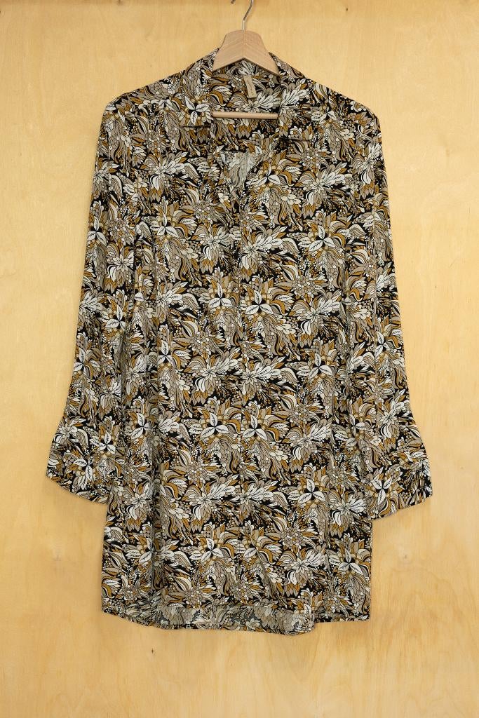 Soyaconcept bruine lange blouse jurk bloemen M 38, Maat 38/40 (M), Bruin, Soyaconcept, Ophalen of Verzenden