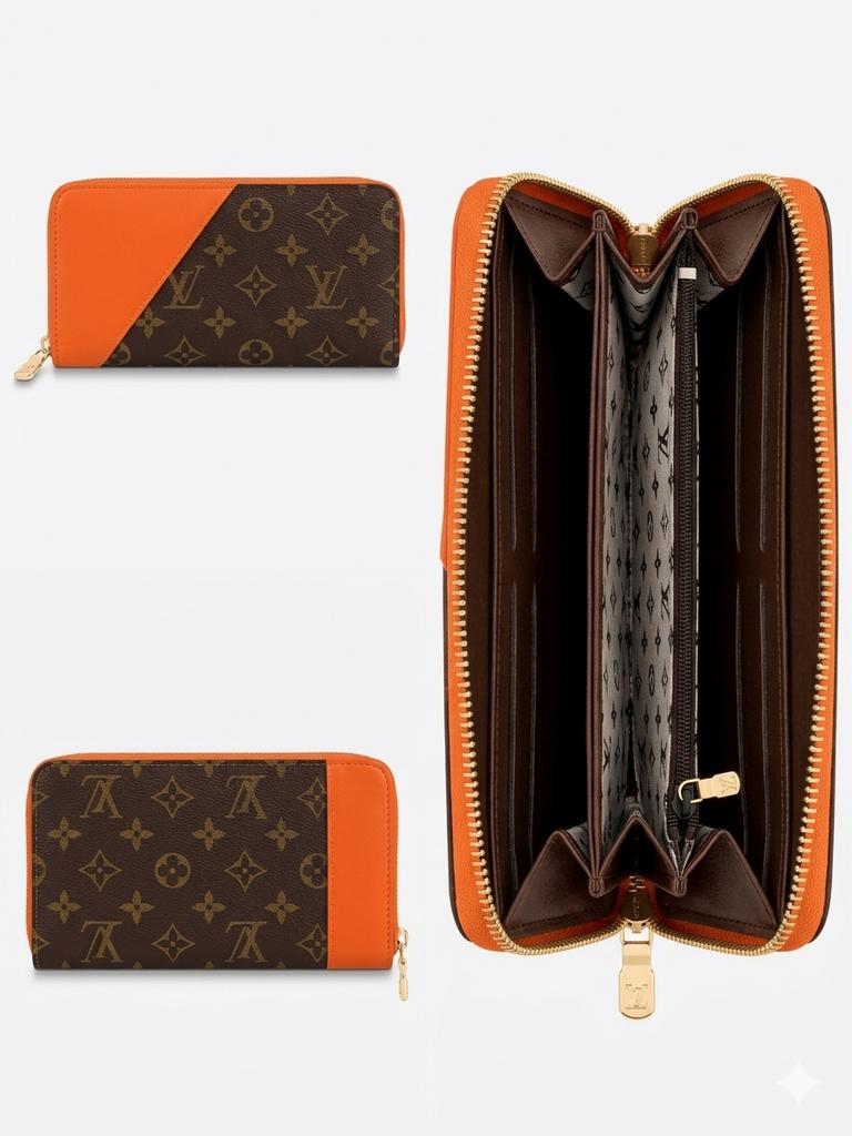 Dames portemonnee met oranje en bruin patroon, Ophalen of Verzenden, Gebruikt, Oranje, Overige merken