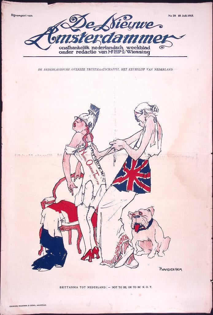 Spotprent over de Nederlandse handelsmaatschappij NOT, Antiek en Kunst, Kunst | Litho's en Zeefdrukken, Ophalen