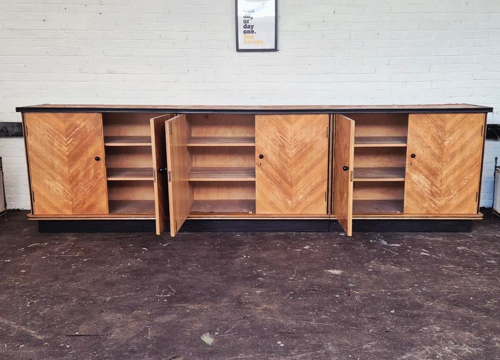 Vintage Houten Dressoir | Mid Century Wandkast, 2033NJ, 100 tot 150 cm, Vintage, Info@vintagefabriek.com