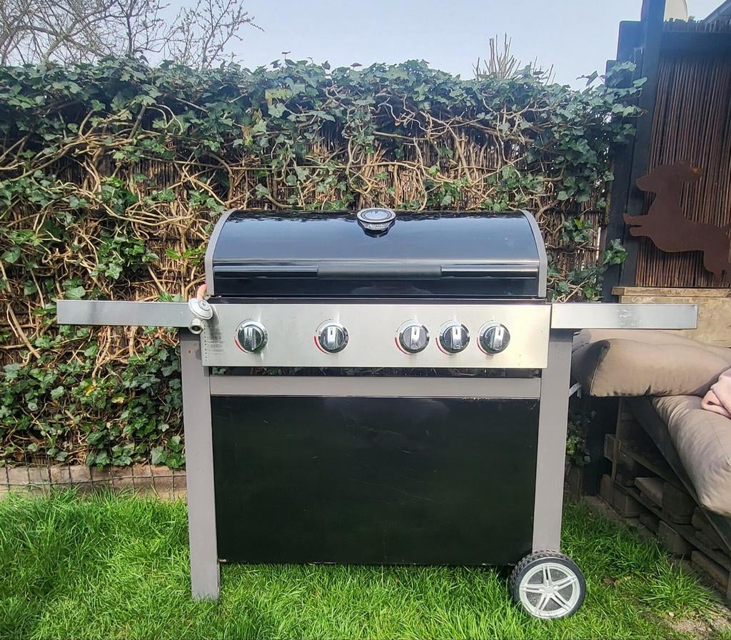 Jamie Oliver Gasbarbecue – 5 branders + zijbrander- schoon., Ophalen of Verzenden, Gebruikt, Jamie Oliver