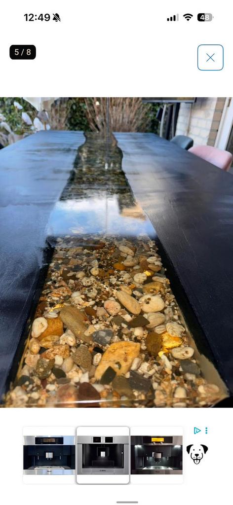 Epoxy river tafel – massief hout – uniek design, Huis en Inrichting, Tafels | Eettafels, 200 cm of meer, Zo goed als nieuw, Rechthoekig