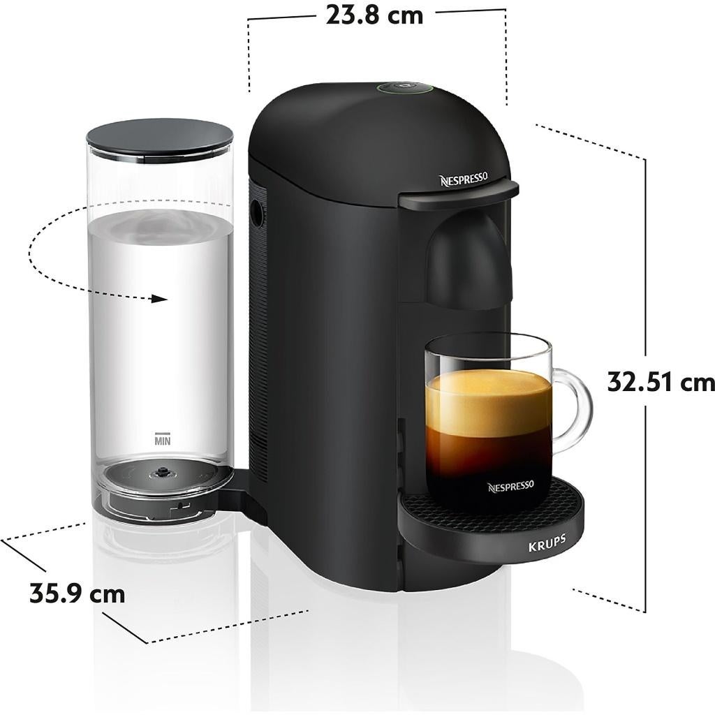 KRUPS Nespresso Vertuo Plus Coffee Machine – Matte Black, Ophalen, Espresso apparaat, Zo goed als nieuw, Koffiepads en cups