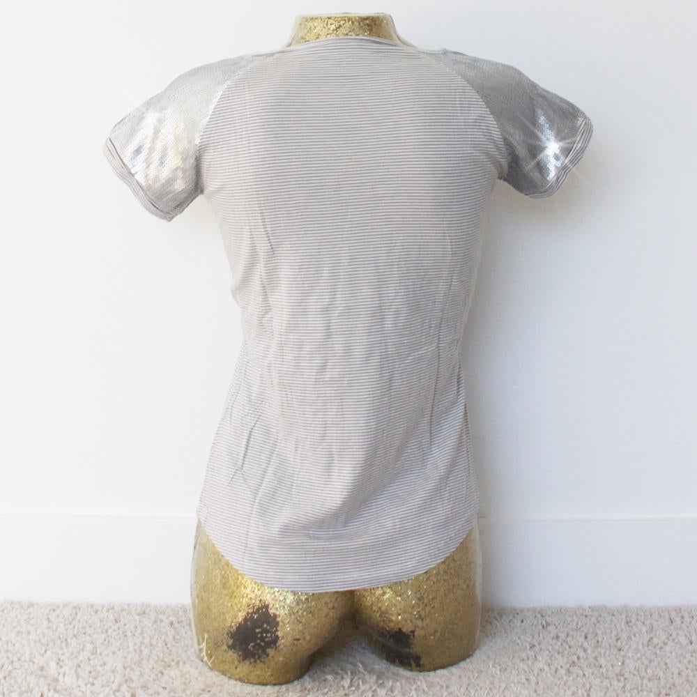 Zilveren Baker Bridge Pailletten Shirtje (S) - 74 € 20,-, Baker Bridge, Ophalen of Verzenden, Zo goed als nieuw, Korte mouw