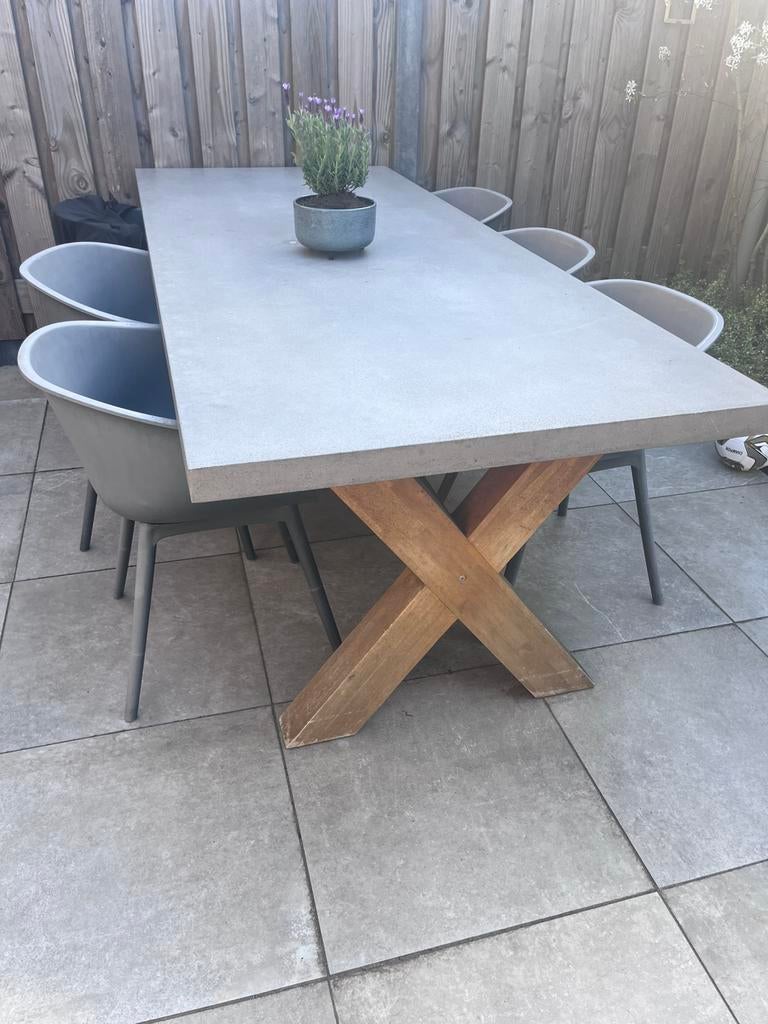 Eettafel buiten, Ophalen of Verzenden, Gebruikt, Rechthoekig, Hout