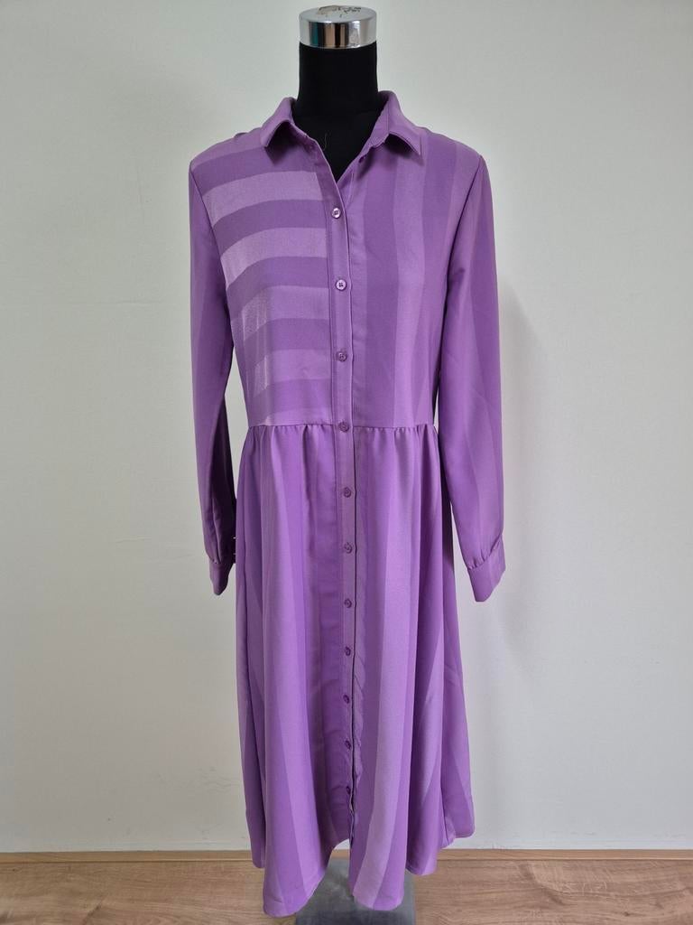 Lange lila Ichi jurk maat S, Ophalen of Verzenden, Zo goed als nieuw, Paars, Onder de knie