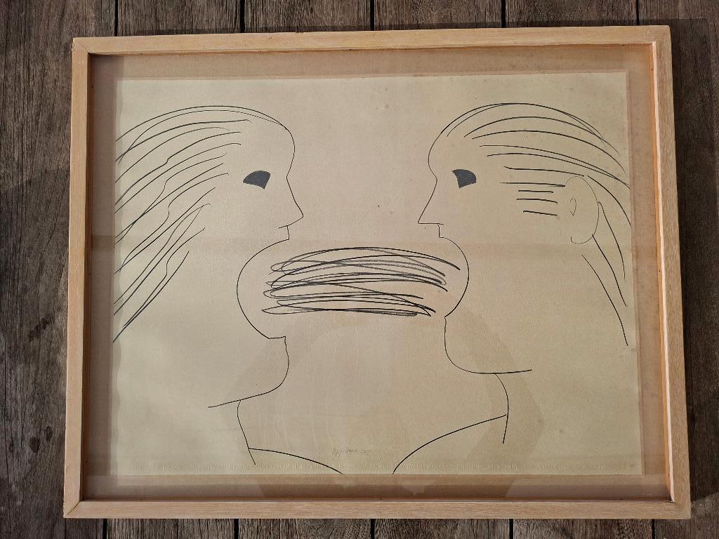 Kunstwerk Fransje Appelman – “Kommunikatie” (1987), Antiek en Kunst, Kunst | Schilderijen | Modern, Ophalen of Verzenden