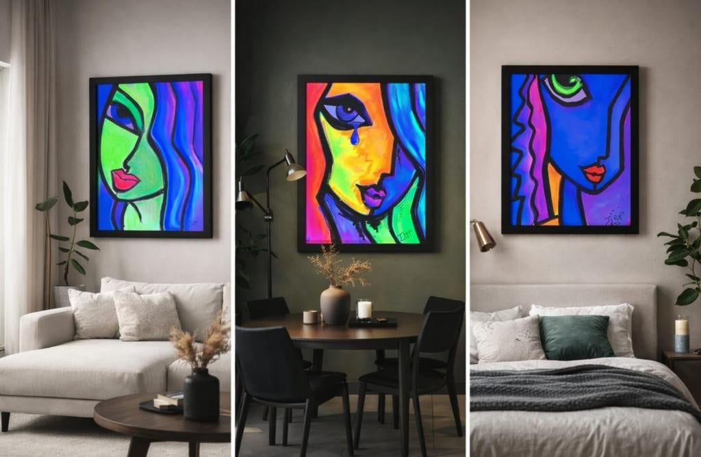 Origineel Neon Pop Art Portret - Tjep, Ophalen of Verzenden