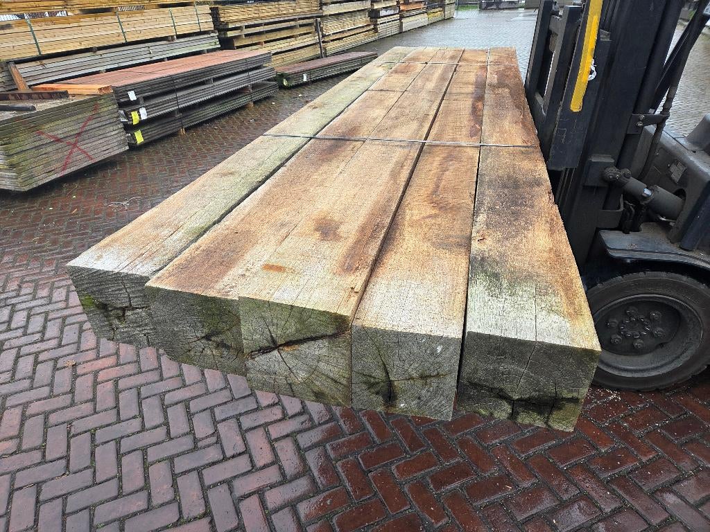 5 Hardhouten palen / balken 20x20 cm - 4.00 m lang- nr: HB51, Ophalen, 250 cm of meer, Balken, Hardhout