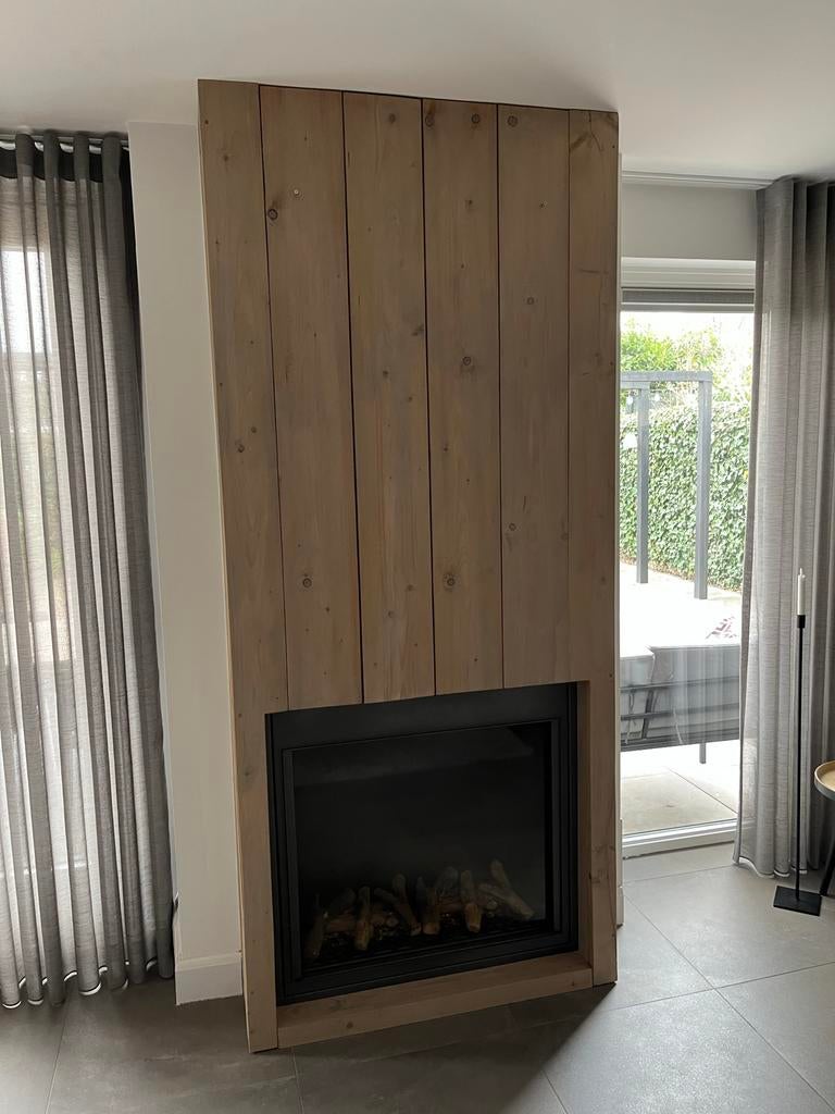 Inbouw Gashaard met Dubbelwandige Pijp en Afstandsbediening, Huis en Inrichting, Ophalen, Gebruikt, Inbouwhaard, Gashaard