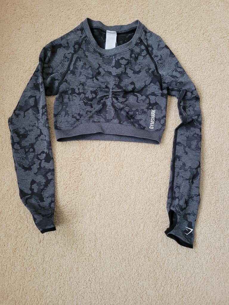 Gymshark Camo Seamless Crop Top - Maat M, Maat 38/40 (M), Ophalen of Verzenden, Grijs, Gymshark