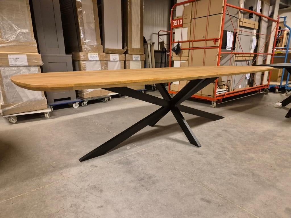 tafel deens ovaal - 300cm - massief hout, Overige houtsoorten, 100 tot 150 cm, Ophalen of Verzenden, Overige vormen