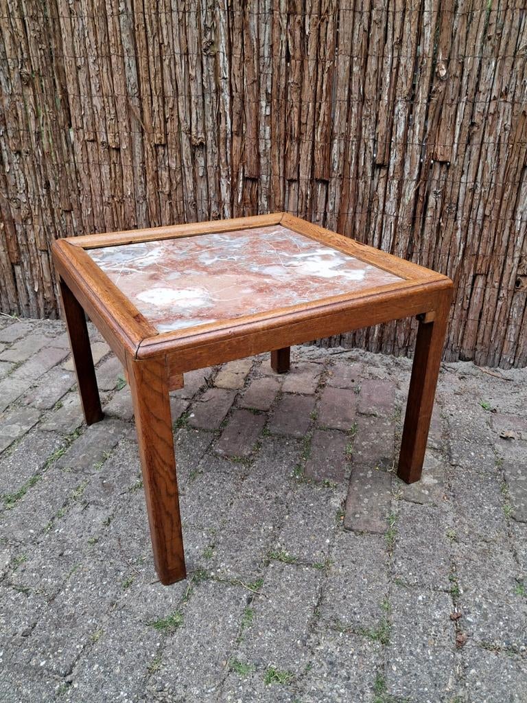 Houten bijzettafel met marmeren blad, Antiek en Kunst, Ophalen