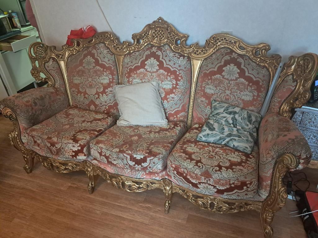 Meubel set (bank + stoel + bijzettafel + salontafel), Ophalen, Gebruikt, Overige materialen