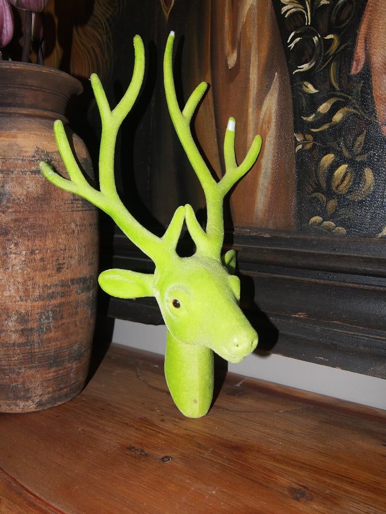 Kunststof Wandhert/Decoratiehert, Groen, Gebruikt, Overige stijlen, Kunststof