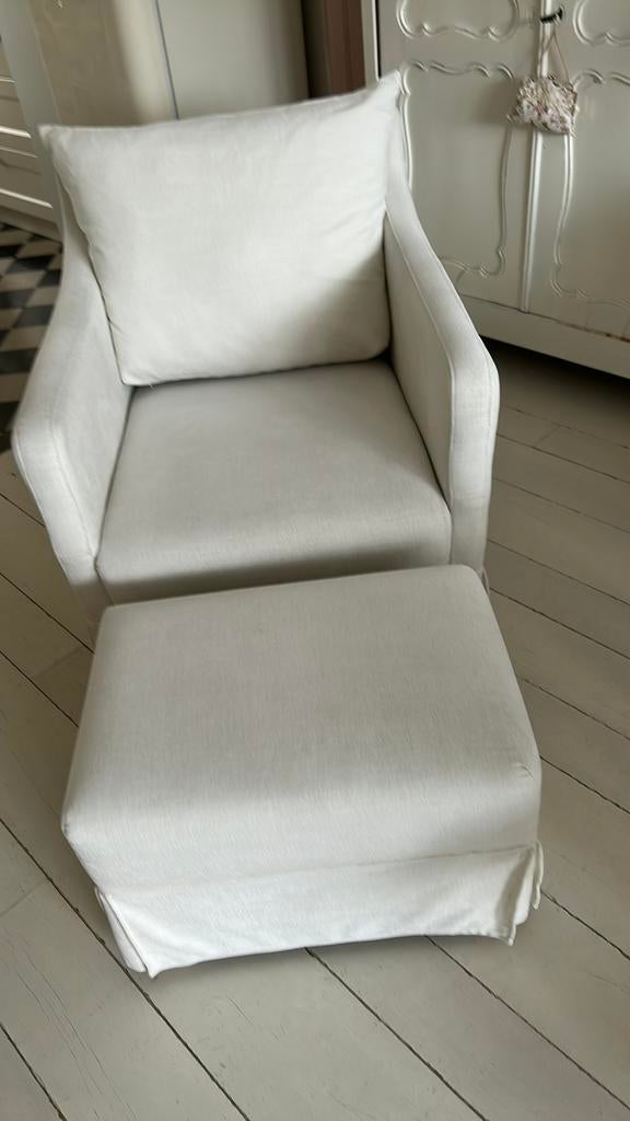 Prachtige fauteuil offwhite/creme, Ophalen, Eenpersoons, 75 tot 100 cm, Zo goed als nieuw