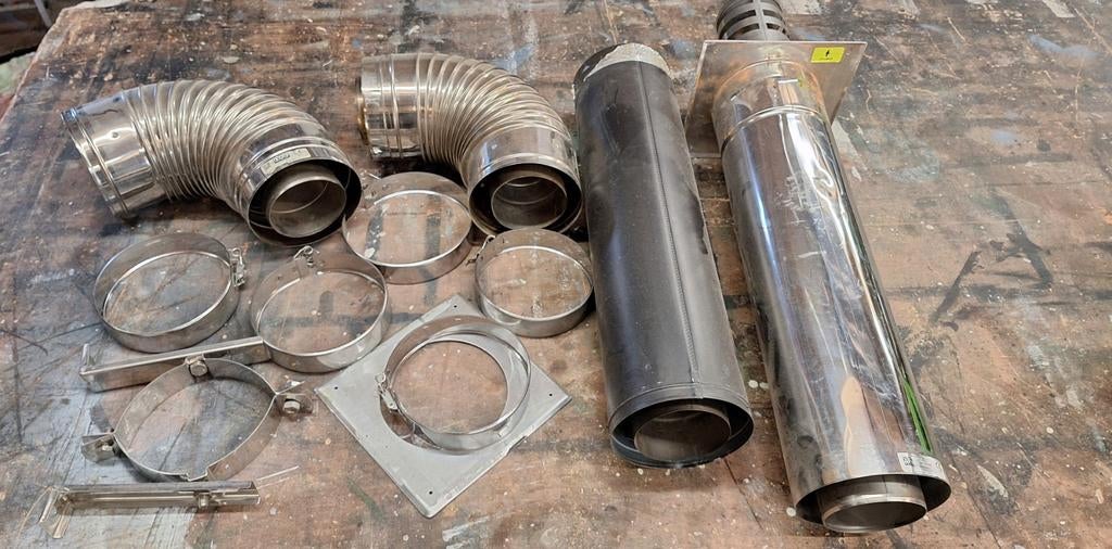 Gaskachel rvs afvoerpijpen., Ophalen, Vrijstaande haard, Gashaard